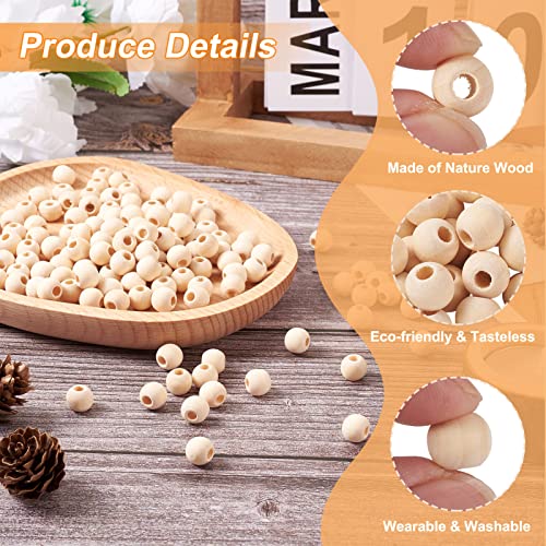 PandaHall 200pcs 10mm Natural Round Wood Beads Large Hole Unfinished Wooden Ball Spacer Loose Beads with 4mm Hole for Crafts DIY Handmade Decorations Jewelry Making - Image 4