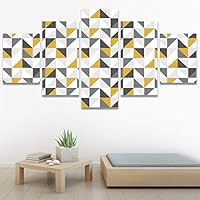 SIGNWIN 5 Panel Canvas Wall Art Modern Art Contemporary Dramatic Geometric Mixed Media Multicolor Patterns for Home Decorations Ready to Hang - 60