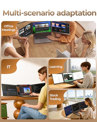 Image of NGTeco 15.3 Inch Triple Screen Extender for Laptop, 1200P Portable Monitor with H5-T Adapter, 4.6mm Ultra-Slim 2.64LB, Plug and Play for 14-17.3 Inch Mac Windows Linux Chrome OS Laptops
