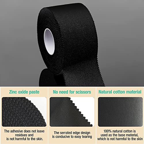 Image of (3 Pack) Black Athletic Sports Tape, Very Strong Easy Tear No Sticky Residue Tape for Athlete & Sport Trainers & First Aid Injury Wrap,Suitable for Bats,Tennis,Gymnastics & Boxing（1.5in X 35ft）