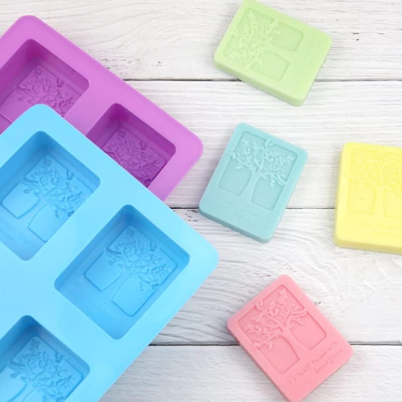 4 Cavity Flower Tree Craft Art DIY Silicone Soap Mold Cupcake Baking Mold Muffin Pan