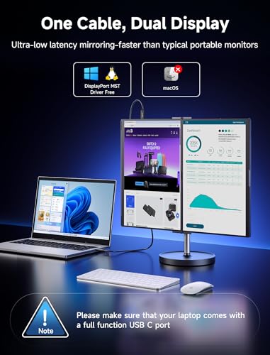 Image of JSAUX FlipGo Touchscreen 16 inch Dual Portable Monitor, 2.5K Triple Laptop Touch IPS Screen Foldable Extender for Laptop[for Windows /Linux] One Cable to Dual /Magnetic Design /Built-in HUB /HiDPI Display