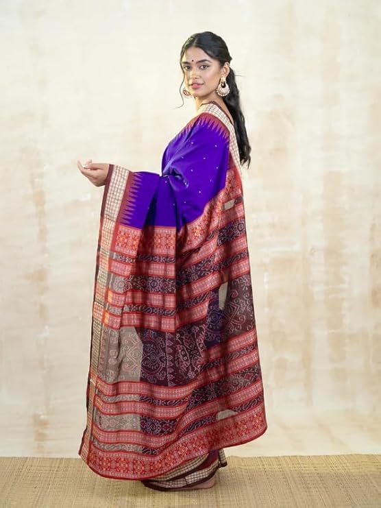Image of Handmade Pure Bomkai Silk Saree Khandua Natural Silk Ikkat Saree For Women /Ethnic Wear /Traditonal Saree /Handloom Saree With Regular Fit Blouse Piece