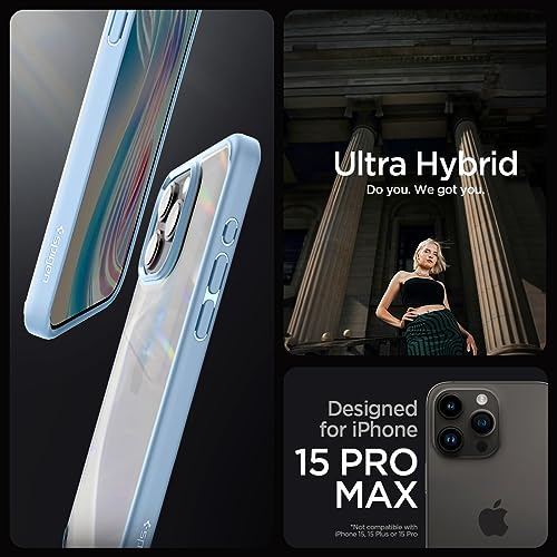 Image of Spigen Ultra Hybrid Back Cover Case for iPhone 15 Pro Max, Durable Hybrid Structure, Air Cushion Technology - PC+TPU | Sierra Blue