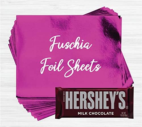 Fuschia - Hojas de papel de aluminio para envolver barras de chocolate Hershey's brillantes, 40 hojas