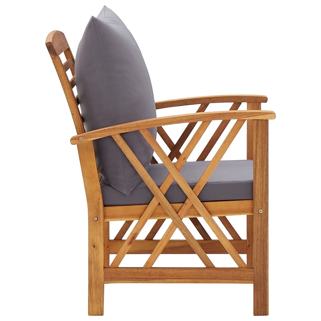 vidaXL Akazienholz Massiv Gartenmöbel 4-TLG. mit Auflagen Gartenstuhl Lounge Gartenset Sitzmöbel Sitzgruppe Gartengarnitur Stuhl Tisch Gartenbank Beistelltisch