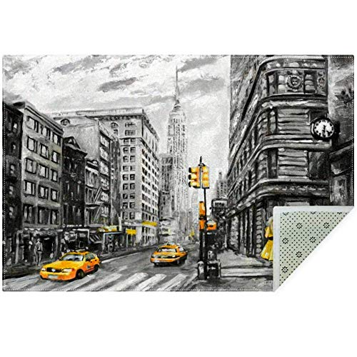 LORVIES Street View Of New York Tapis de sol antidérapant pour salon, chambre à coucher 160 x 119 cm