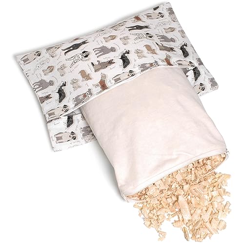 Zirbenkissen 30x20cm Bio-Baumwolle 'Liebe Hunde' + Bio-Inlett - 100% naturrein. Duftkissen mit Zirbenspäne