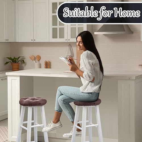 Image of Marsui 4 Pieces Bar Stool Cover Non Slip Padded Cushion, 12 Inch, Brown