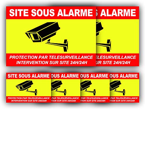 Autocollant Vidéosurveillance + plastification de Protection Anti UV : Protection par télésurveillance - Intervention sur site 24H/24H - CRJ (Lot 1 : 2+4)