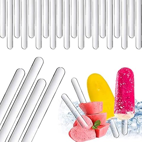 80pcs Reusable Acrylic Cakesicle Popsicle Sticks Mirror Lolly Sticks Ice Cream Sticks for Candy Ice Creamsicle DIY Crafts Party Favors (Transparent) Cover