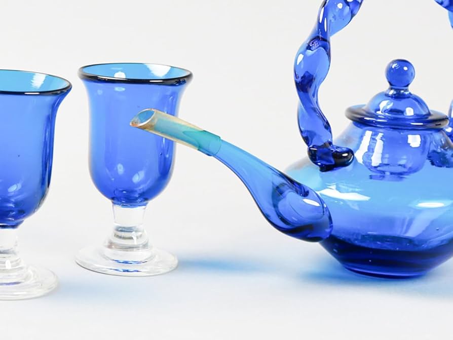 Amazon.co.jp: 長崎チロリセット 九州工芸村 瑠璃 冷酒用急須 盃