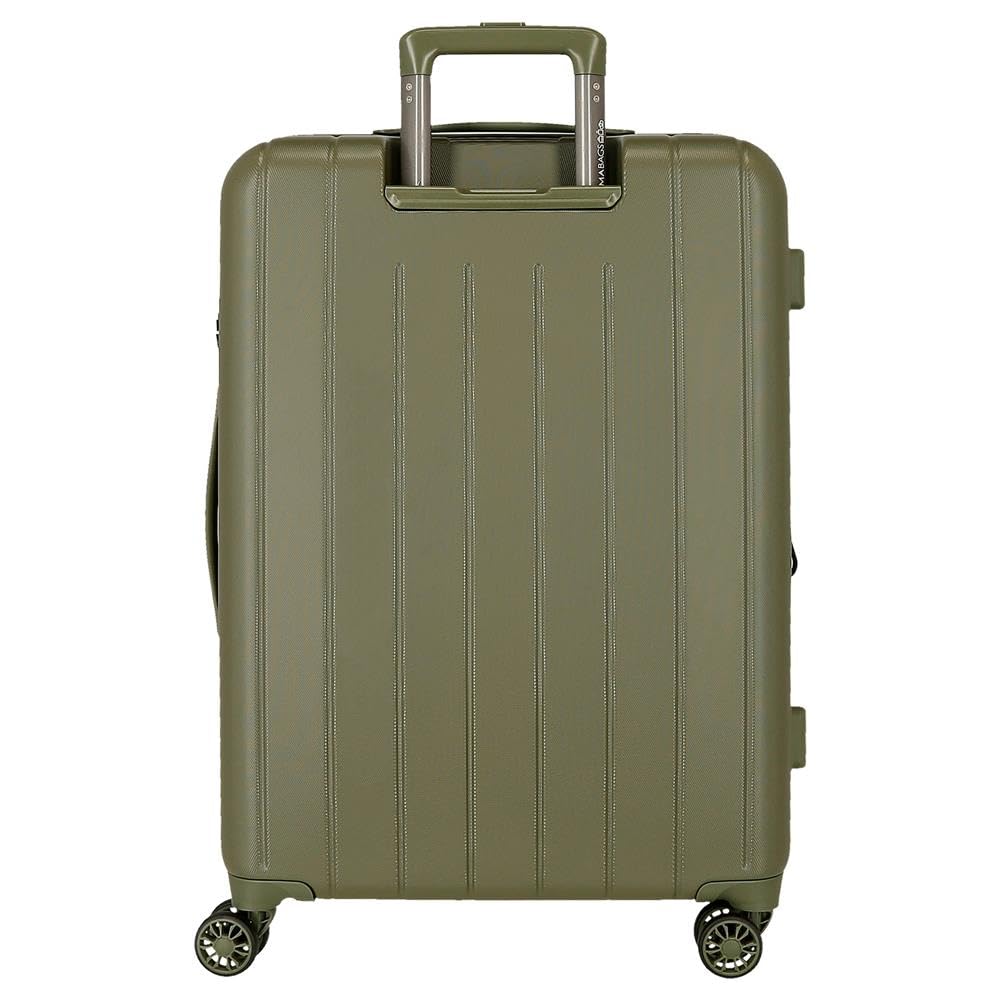 Movom Wood Walizka kabinowa, średnie, duże i zestawy, sztywne ABS zamknięcie TSA, 4 podwójne koła wysuwany bagaż podręczny Joumma Bags, khaki, 52x75x33 cm, Duża walizka 75