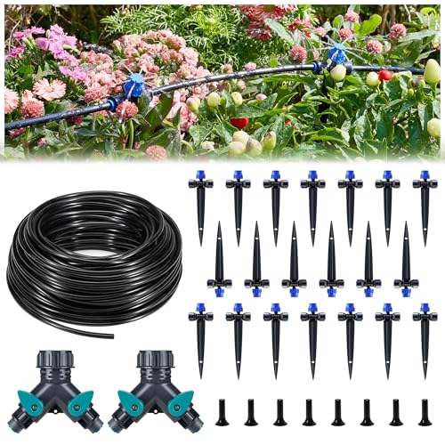 HIRALIY 80ft Push-to-Connect Drip Irrigation Kit, Adjustable Plant Watering System, for Garden...