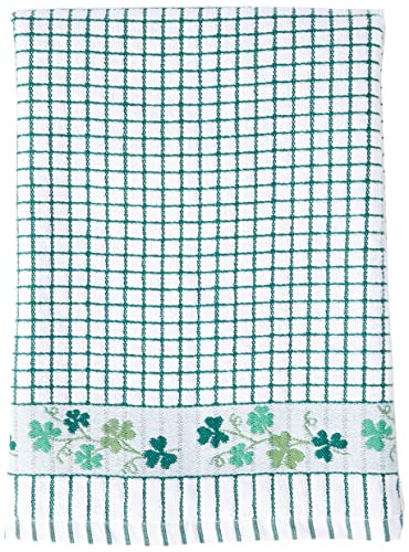Samuel Lamont Poli-dri Jacquard Towel White with Green and SHAMROCK trim
