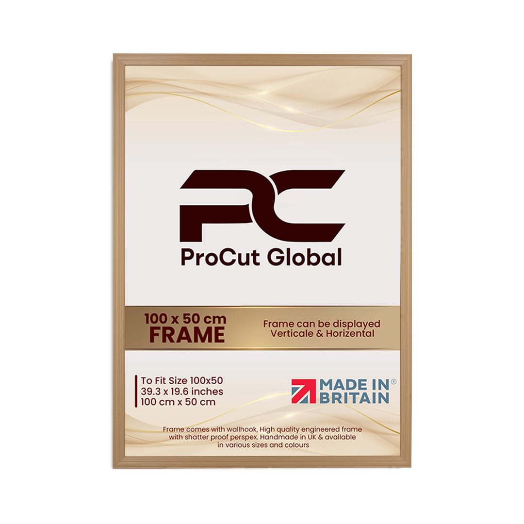 Procut Global 100x50CM Country Pine Picture Frames - Classic Wooden Photo Frame with Shatterproof Perspex for Wall or Tabletop - Perfect for Posters, Certificates & Prints - Sizes & Colors Available
