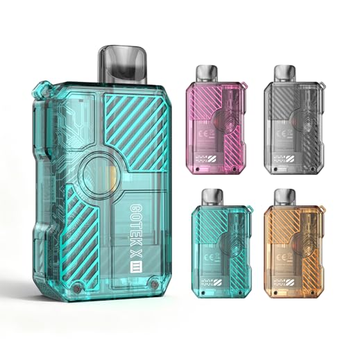 【gotek X3】アスパイア gotek X III 電子タバコ スターターキット VAPE ベイプ ゴテック ポッドキット 1200mAhバッテリー内蔵 4.5ml 高出力25W 充電式 本体 爆煙 pod型 持ち運び ニコチン タール無し (Cyan