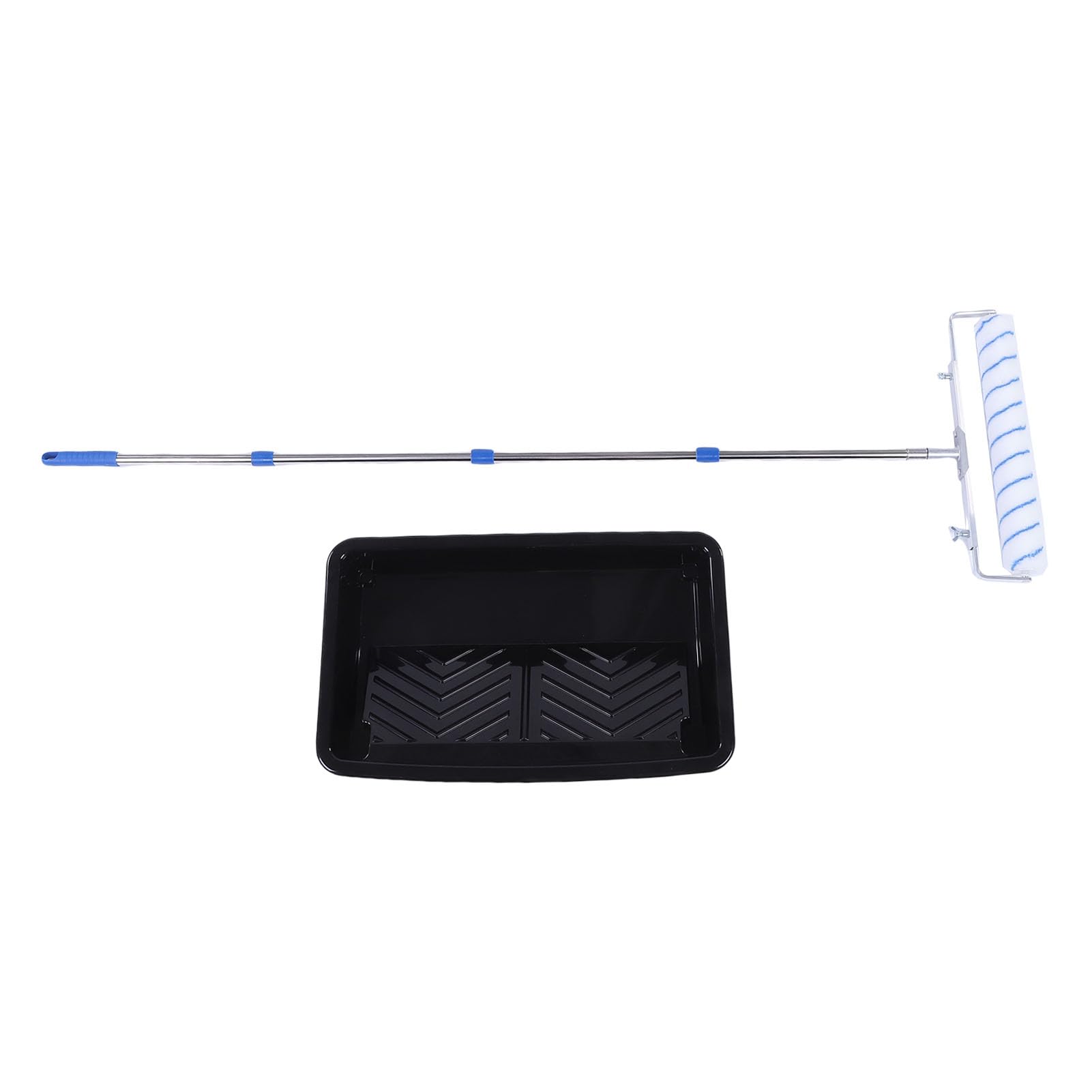 SEAFRONT 18-Zoll-Farbroller-Set, ABS-Edelstahl-Polyester-Malwerkzeuge mit Tablett und Verlängerungsstange, 45,7-cm-Rollenabdeckung, für DIY-Innenwände, Räume, Deckenanwendungen
