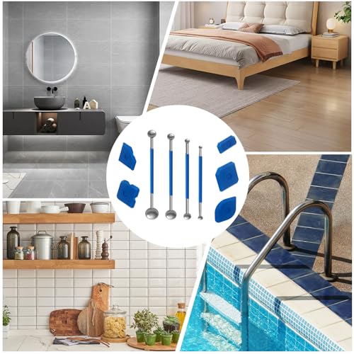 9 Stück Werkzeug Schaber Kit Fugenglätter Set, Silikon Abzieher, Fugenglätter, Silikonfugen Abzieher, 4 Stück Metallkugel Abzieher und 5 Stück Silikon Fugenglätter, für Küche, Bad, Wände, Fliesen
