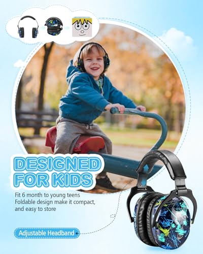 Image of ZOHAN EM030 Kids Ear Protection, Noise Cancelling Headphones Ear Muffs for Autism Sensory, Safety Noise Reduction Hearing Protection for Monster Truck /Concerts /Fireworks /Air Shows