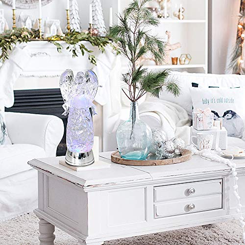 DRomance LED Light Up Angel Figurine Battery Operated with 6H Timer, Tricolor Changing Swirling Glitter Angel Water Lamp Christmas Home Decoration Snow Globe(11 Inches, Violin) - Thumbnail 6