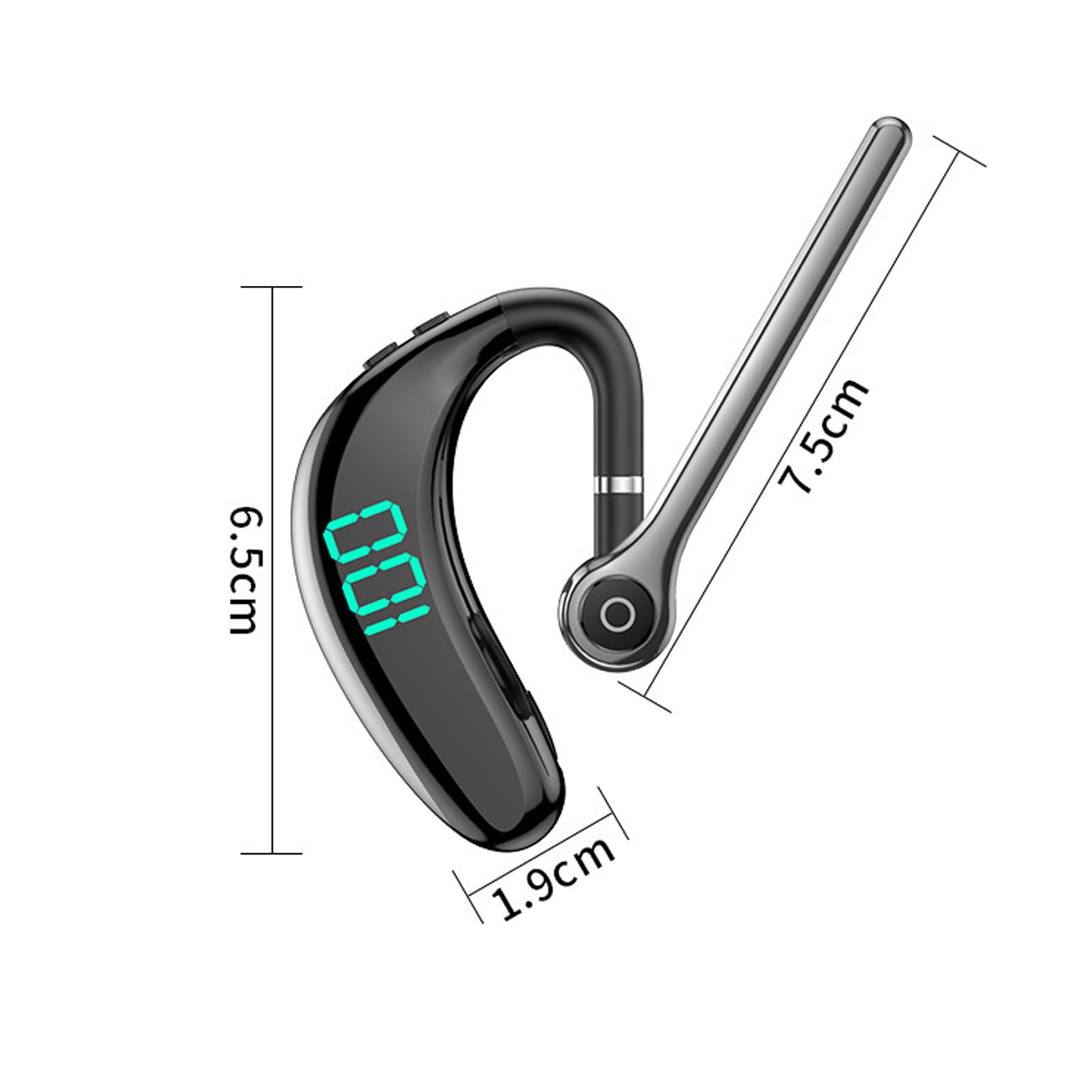 Bluetooth-Headset, Einohr-Bluetooth 5.3-Headset, Kabelloses Headset mit Geräuschunterdrückung, Dual-Mikrofon, LED-Anzeige, für Fahren, Sport