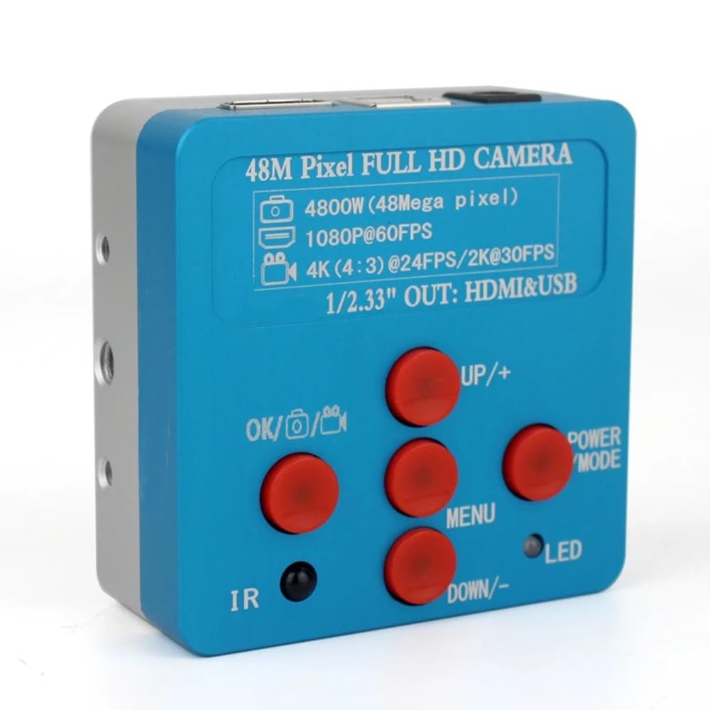 Microscope 48MP 4K USB HDMI 1080P Digital Video Monocular Microscope Camera Continus Zoom 130X C-Mount Lens for Soldering Phone PCB Repair(D Camera)