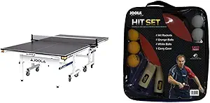 JOOLA Rally TL - Professional MDF Indoor Table Tennis Table w/ Quick Clamp Ping Pong Net & Post Set - 10 Minute Easy Assembly - Corner Ball Holders - Ping Pong Table w/ Playback Mode