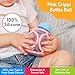 OgoBolli Grippi Teether Ring Tactile Sensory Ball and Baby Bottle Holder for Babies & Toddlers - Stretchy, Squishy, Soft, Non-Toxic Silicone - Boys and Girls Age 6+ Months - Pink