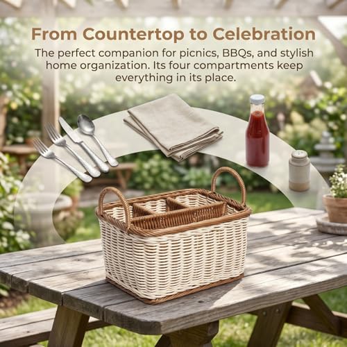 Panier à couverts en rotin Cabilock, range-ustensiles tissé main pour la cuisine - 6