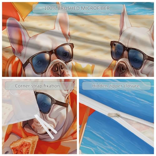 Housse de couette pizza bouledogue idée cadeau originale - 6