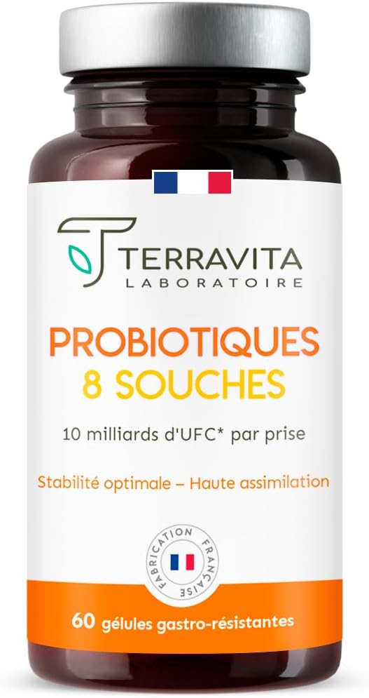 Probiotics Intestinal Flora | Microbiota and Digestive Health | 8 Bioactive Strains including Lactobacillus Reuteri and Acidophilus | 60 Gastro-resistant Capsules | Made in France | Terravita Probiotics Intestinal Flora | Microbiota and Digestive Health | 8 Bioactive Strains including Lactobacillus Reuteri and Acidophilus | 60 Gastro-resistant Capsules | Made in France | Terravita