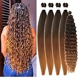 Brown to Honey Blonde Braiding Hair Pre Stretched for Boho Braids Ombre 1B/30/27# Boho Hair for Braiding Bohemian Box Braids Hair (Total 5 Packs)