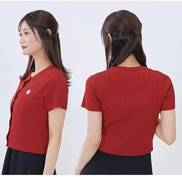 MARY QUANT デイジーワンポイント半袖ケーブル カーディガン（グリーン） MARY QUANT カーディガン マリークワント mary quant デイジーワン