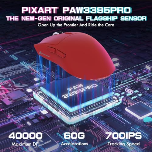 Image of ATTACK SHARK X1 Ultralight Tri Mode Wireless 40000 DPI Gaming Mouse-Red | Magnetic RGB Charging Dock,PixArt PAW3395 Pro Sensor,BT /2.4Ghz /Wired,1K Polling,Optical Micro Switch,Driver for PC Mac Gamer