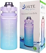 JUGTE Motivational Water Bottle 2 L Sipper Bottle For Adults GYM Gallon With Measurement Leakproof Durable Non-Toxic Aesthetic Water Bottle For Office |Plastic|Blue Purple