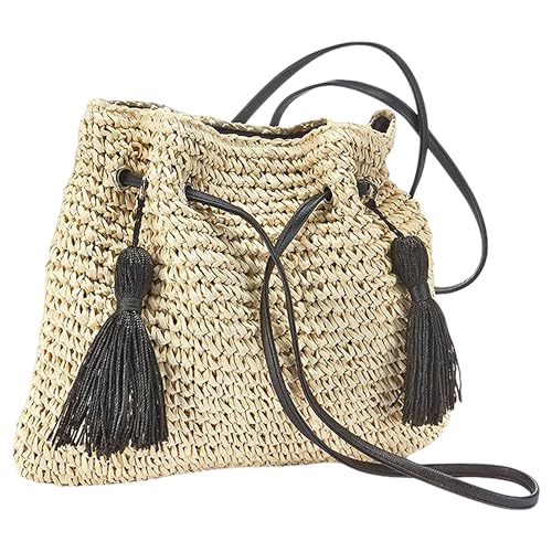 LASCANA Women's Tassel Raffia Handbag