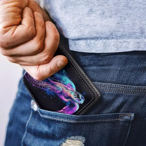 Image of Coldinair Colorful Sea Turtle Wallet for Teen Boys Kids Purse Wallets Leather Kids Boys Bifold Wallet for Children Teenager