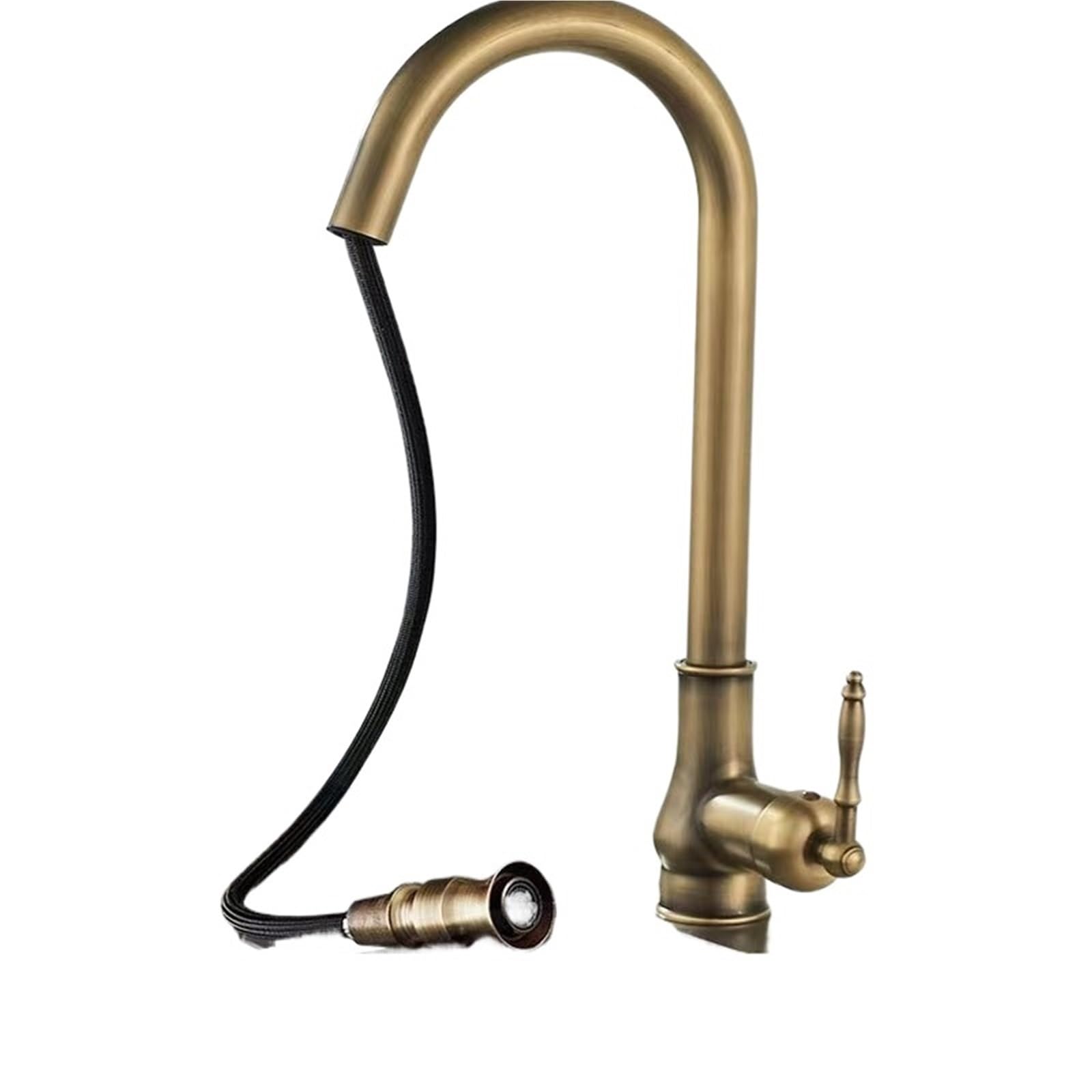 Lizhayg Color2 Pull Out Kitchen Tap Antique-Style Kitchen Pull-Out Splash-Proof Faucet, Washbasin, Universal Cold And Hot Sink, French Retro Nozzle(Color2)