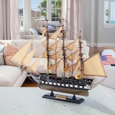 NAUTIMALL USS Constitution Wooden Model Ship 24 Prebuilt Replica Nautical Sailboat Decor Rustic Vintage Home Decoration