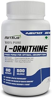 L-Ornithine 500MG- 60 Capsules, Essential Amino Acid, Promote Optimal Absorption, Vegan, Gluten Free - 60 Capsules