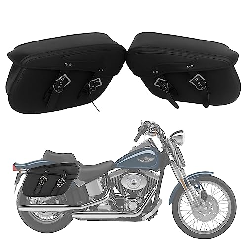 Alforjas para motocicleta, cuero sintético, 2 correas, universal para Harley, Cruiser, Bobber, Suzuki, Yamaha, Kawasaki miniatura 1