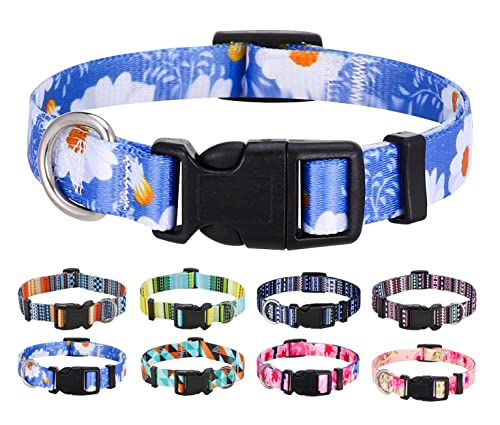 Mihqy Collier pour Chien, Motif Tendance avec Boucle à dégagement Rapide, Bohème, Fleur, Géométrique, Tribal Design, Collier Classique, pour Petits, Moyens et Grands Chiens(Marguerite,XS) Cover