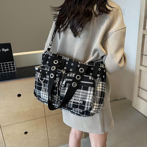 Y2k Plaid Messenger Bag Casual Crossbody Bag Handbag Travel Daypacks2