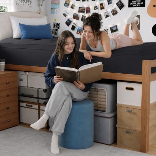 Image of ELEMUSE Twin XL Black Mattress Topper for Dorm Bed, College Dorm Room Essentials for Girls&Guys, Soft Comfortable Bed Upgrade for Back to School, Apartment&Rental Use