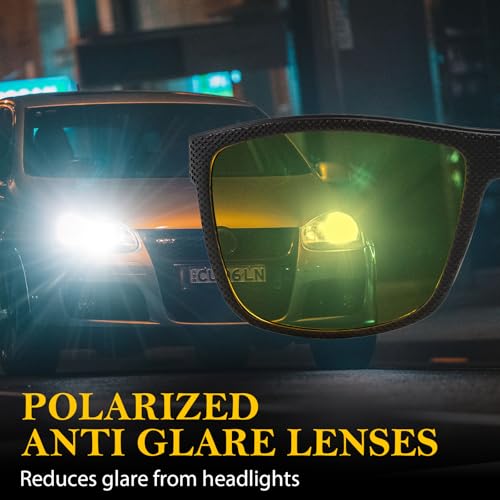 FIMILU 2 Pack Night Driving Glasses for Men, Polarized Night Vision Reduce Glare and Enhance Visual Abilities at Nighttime4