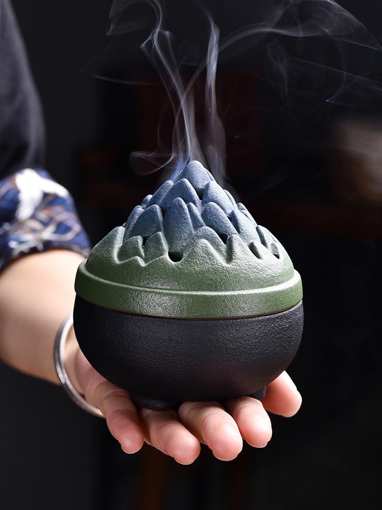 Portaincenso di Buddha Bruciatore di incenso in ceramica Incenso for interni Scatola in legno di sandalo di agar for bruciatore for aromaterapia dell'aria purificante del Buddha Arredamento termale (
