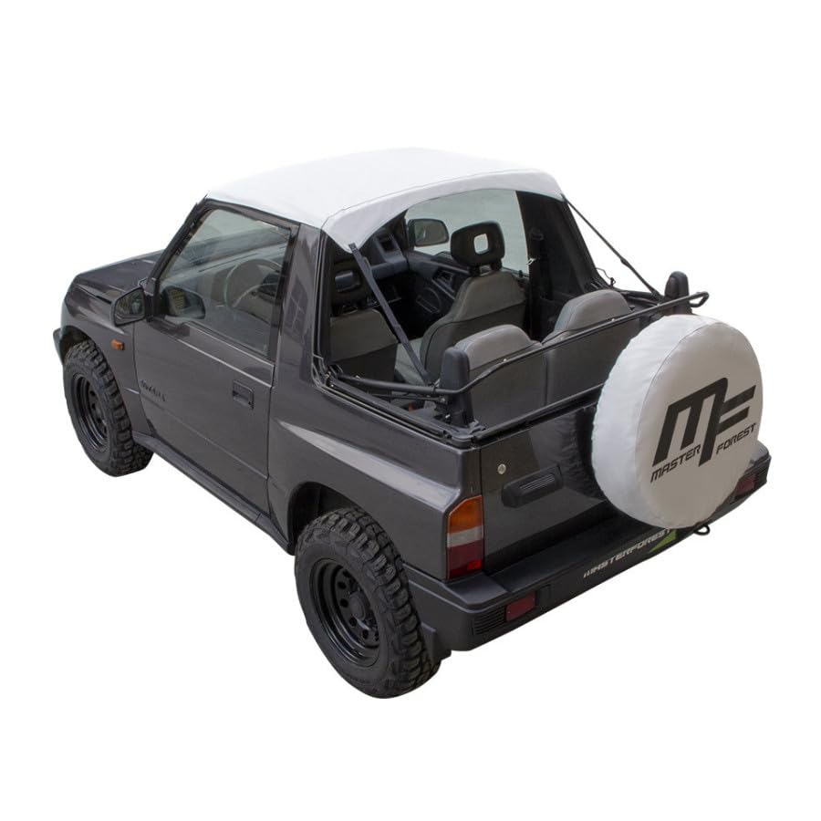 Masterforest Capote Bâche Bikini Military Blanche pour 4X4 Suzuki Santana Vitara MK1. Extérieur Vinyle/Intérieur Coton. Accessoire et Toit Amovible pour 4x4 Suzuki.