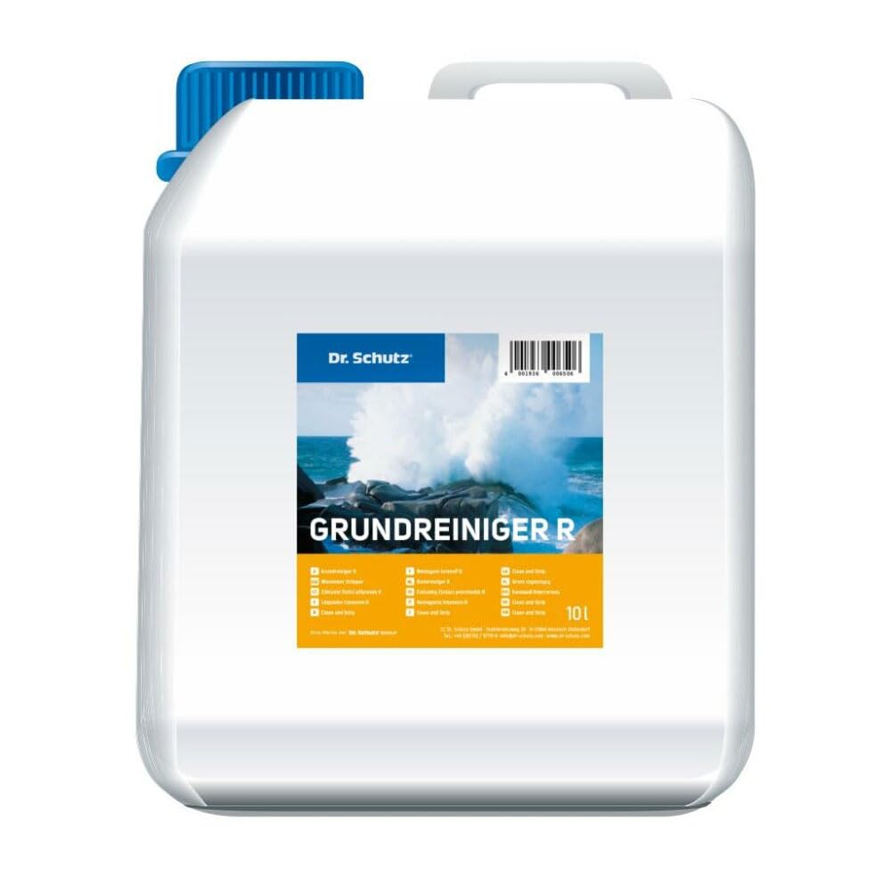Dr. Schutz Grundreiniger R 10 L für elastische Bodenbeläge | Bodenreiniger für Vinyl, PVC, CV, Linoleum, Naturstein, Kunststein, Kautschuk | Kunststoffreiniger, WPC-Reiniger, Fliesenreiniger