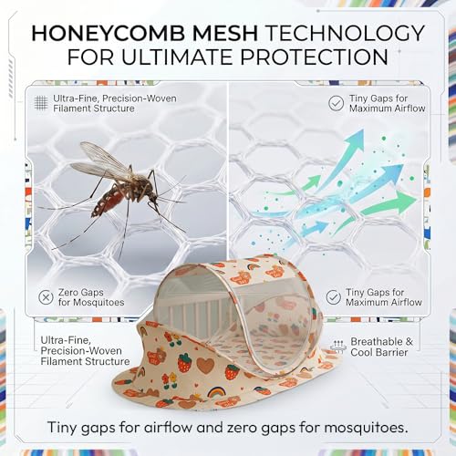 Image of StarAndDaisy Baby Mosquito net with Mattress for Baby, Portable Baby Lounger for Kids, Breathable mesh Mosquito Net. (Rainbow)